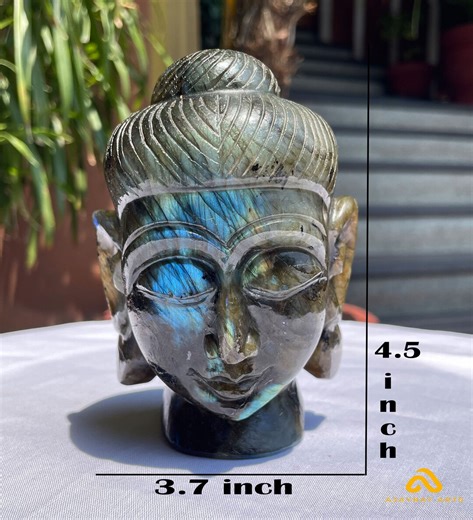 Labradorite Buddha, Carving Sculpture, labradorite stone statue, for home and office decor laughing buddha, the kind of pieces "4.5 Inch"