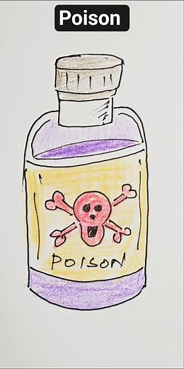 How to draw a poison bottle? Halloween drawing tutorial idea