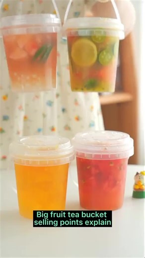 Disposable 32 oz 1000ml Portable clear Boba Cup with Handle Fruit Bubble Tea Buckets pp Injection Plastic Cups