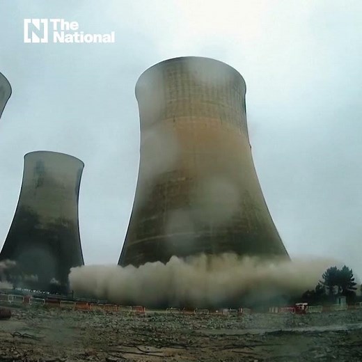 50 year old power station towers in UK blown up in controlled demolition