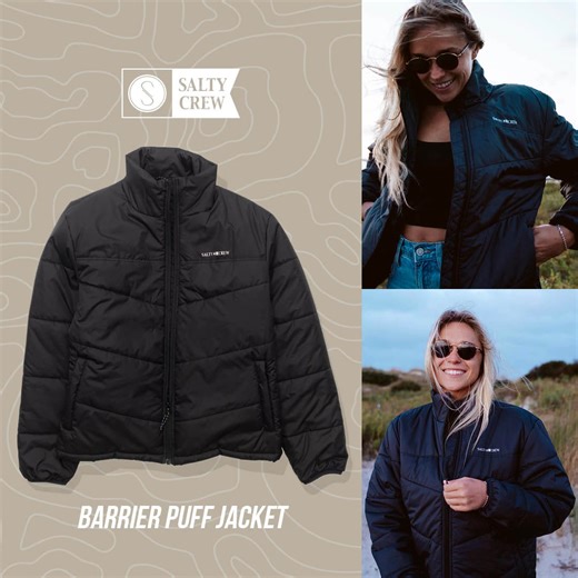 Packable, Lightweight, & Water-resistant. The Barrier Puff Jacket is quilted with ultra warm recycled fill insulation, features 600mm water-resistance, and is lightweight / packable to stow easily when you're on-the-go. | Salty Crew Womens