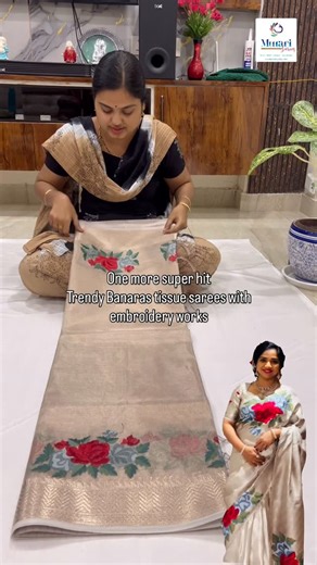 Murari_Sarees on Instagram: "Super trendy Banaras tissue sarees with rose emb works 2599/- How to order?? 9000620434 / 7013845846 Book through website www.murarisarees.com Store address: nrp road, Satyanarayanapuram, Vijayawada No return/no exchange No bargain/fixed price No cod/online payment Incase of damages 360 degrees open video is compulsory We prefer Dtdc service /postal service check once before booking #onlineshopping #murarisarees #tissuesaree #trendingsarees #tissuesilksaree"