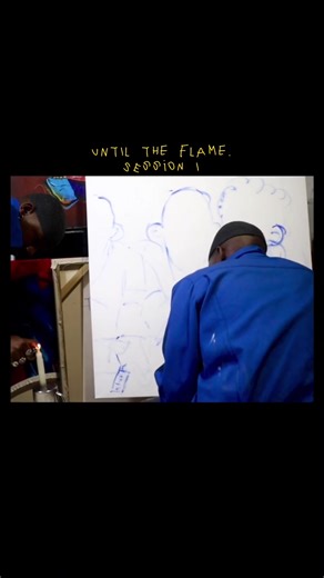 Until the Flame — Session I I’m not much for Instagram choreography, but here’s a raw document of process: tracing an invisible line in blue, allowing intuition to move the hand, and surrendering authorship to a candle flame. When the flame dies, the painting stops.