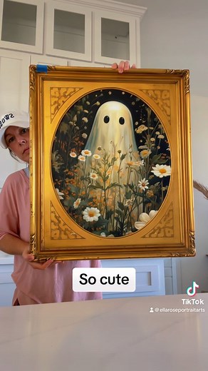 1K views · 897 reactions | I had to jump on the thrift store painting ghost trend. #thriftstoreart #fleamarketfinds #ghostpaintingtrend #ghosttrend | Our Itty Bitty Home | Facebook