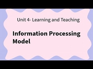 Information Processing Model unit 4 Learning and Teaching