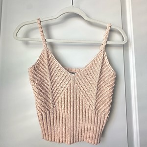 J.Crew Knit Sweater Tank Top Small Pink V Neck Sleeveless Textured Cropped NWT