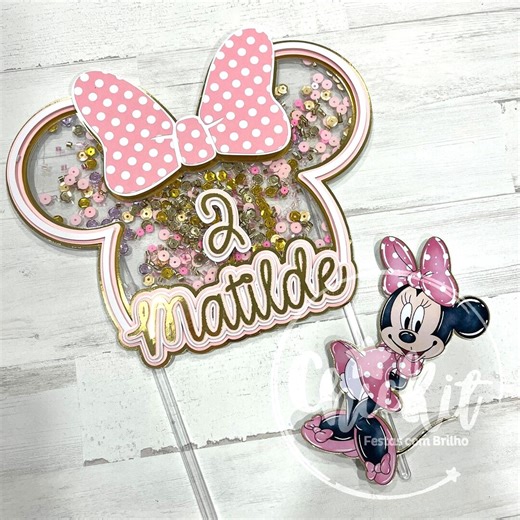 Personalized Minnie Mouse Shaker Cake Topper: Custom Birthday Party Decoration - Etsy