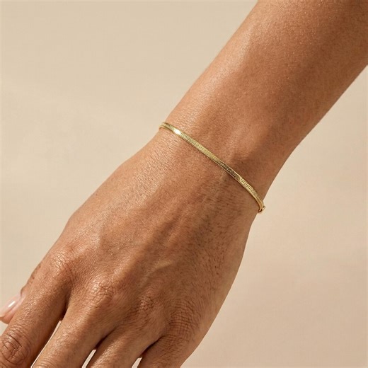 14K Solid Gold Round Snakechain Bracelet-solid Gold 1.25mm Snakechain Bracelet -14K Gold Round Snake Chain Bracelet - 14K Real Gold Bracelet - Etsy
