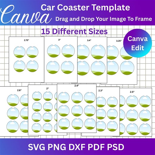 Car Coaster Template Bundle – Editable Canva Sublimation Designs - Etsy