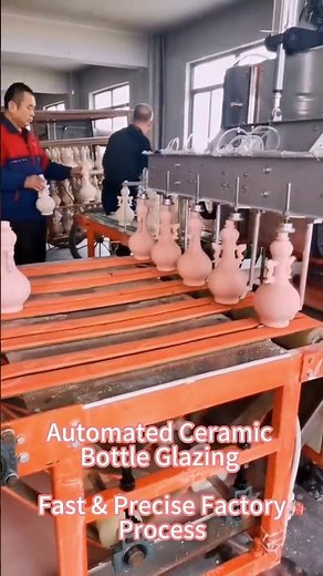 Automated Ceramic Bottle Glazing | Fast & Precise Factory Process ⚙️🍶 #shorts #CeramicPackaging