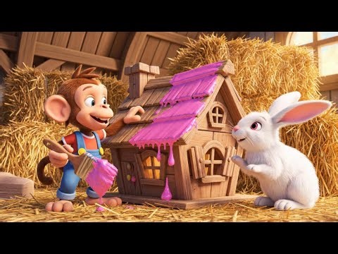 Baby Monkey Paints the House for White Rabbit | Kids Storytime