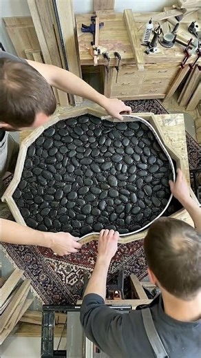 Satisfying Epoxy Resin Pour: DIY River Stone Coffee Table 🌊✨