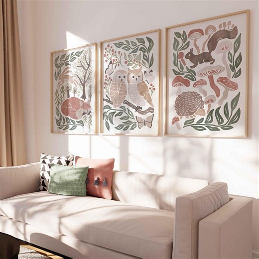 Woodland Animal Prints, Forest Animal Wall Art Woodland Print Set Watercolor Woodland Poster Cottagecore Nursery Wall Decor Woodland Artwork - Etsy