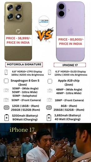 Motorola Signature vs iPhone 17 ⚡ Full Specifications & Features Comparison!