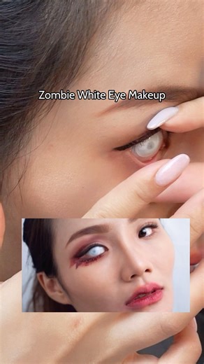 Zombie white screen contacts eye makeup tutorial
