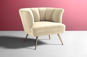 [Hot Item] Shell Pleated Back Armchair Leisure Fabric Velvet Chair for Hotel Living Room