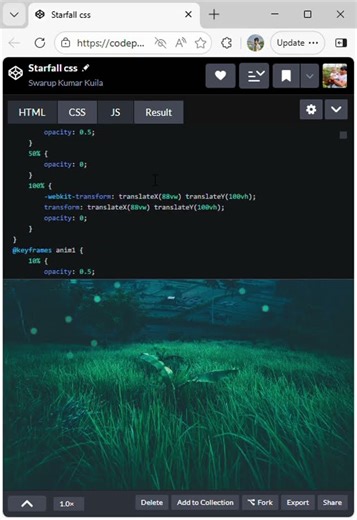 Starfall Animation using Pure CSS ✨ | CodePen UI Design #reels #reelsinstagram #reel