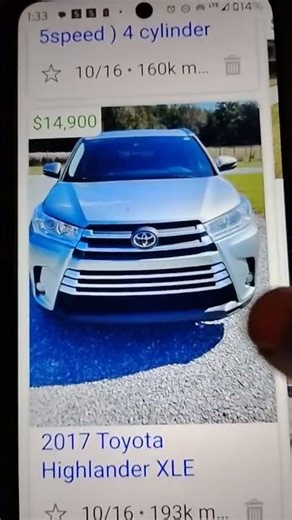 2017 Toyota Highlander 193k 14,900 nice suv high mileage for price