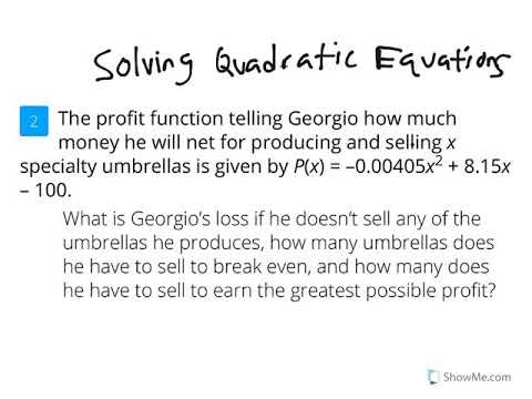 Solving Quadratic Equations - Real World Example (Profit Function)