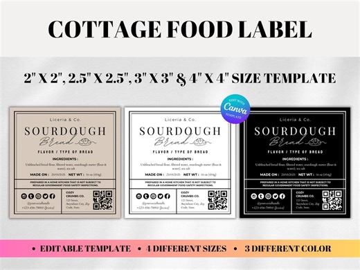 Sourdough Cottage QR Code Label, Bread Ingredients Stickers, Food Cottage Law Allergens Square Tags - Etsy
