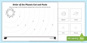 Order of the Planets Cut and Stick Worksheet