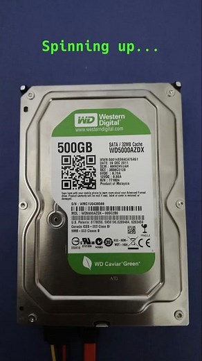 WD Caviar Green WD5000AZDX-00SC2B0 Spinup/Spindown #harddrivesounds