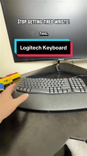The Logitech ergonomic wavy keyboard features a curved, wave-shaped layout and cushioned palm rest to help keep your hands and wrists in a more natural, comfortable position during long typing sessions — great for productivity and all-day use. #tiktokshopcreatorpicks #WirelessKeyboard #ErgonomicSetup #DeskEssentials #workfromhome
