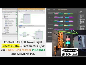 IOLK04a. Control IO-Link Banner Tower Light by Siemens PLC and IFM AL1102 (Process Data)