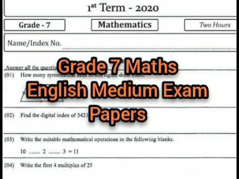 Grade 7 Maths English Medium Exam Papers