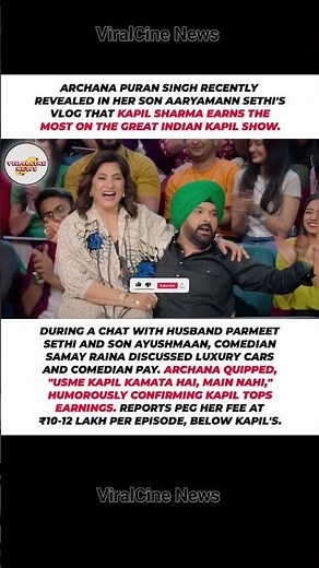 Archana Puran Singh's Shocking Reveal: Kapil Earns More Than Me! 😂 #archanapuransingh #kapilsharma