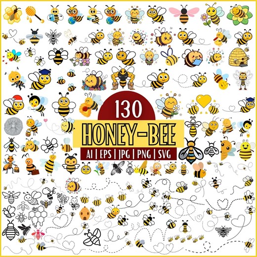 Bee SVG Bundle, Honeycomb, Bumble Bee Clip Art (digital Download - Etsy
