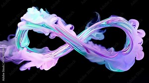 Abstract infinity symbol in swirling pastel colors, blending shades of purple, blue, and pink, creating a sense of limitless creativity and flowing energy.