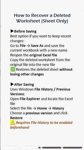 How to recover a deleted worksheet in Excel. #excel #worksheet