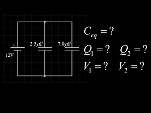 Parallel capacitors: equivalent capacitance and energy in the equivalent and individual capacitors.
