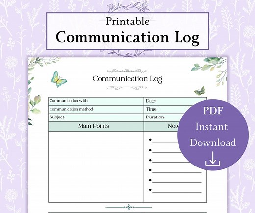 Communication Log Printable PDF | Message Log | Conversation Log | Call Log | Meeting Log | Client Communication - Etsy