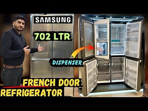 Samsung 702L Beverage Center French Door Refrigerator | RF70A967FB1 | Samsung Four Door Refrigerator