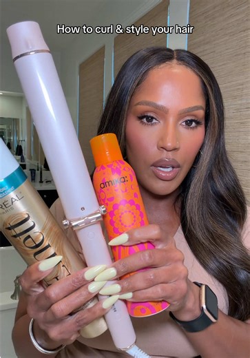 I’m going to teach you how to curl and style your hair. I promise it’s so easy to learn, you just need these 3 products. #hair #hairtutorial #beachwaves Pre curl: @amika dry hair mask Curling wand: T3 1.5 inch Hair spray: L’Oréal Elnett