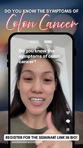 3.7K reactions · 337 shares |  Do you know the symptoms of colon cancer? Early detection saves lives — don't ignore the signs. 易 Empower yourself with knowledge! ️ Secure your slot now!  Link in bio or visit: www.experiencevitality.com/drf-seminar #ColonCancerAwareness #HealthIsWealth #EarlyDetection #WellnessSeminar #ExperienceVitality #StayInformed #CancerPrevention | Dr. Farrah Agustin-Bunch, MD | Facebook