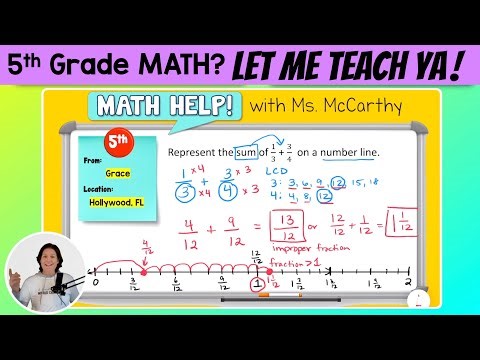 5th | Add Fractions with Unlike Denominators on a Number Line | Math Help with Ms. McCarthy