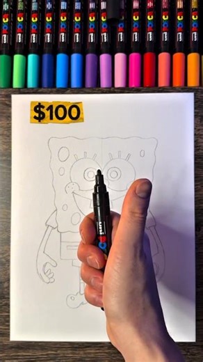 $100 worth of Spongebob drawing #art #spongebob #drawing #shorts