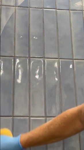 Satisfying Grout Cleanup 🧼 | Sky Blue Shower Tile