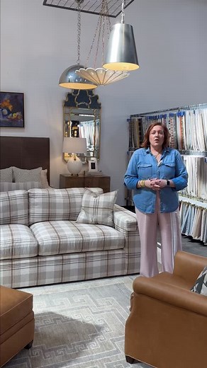 This new plaid sofa is a showstopper. Upholstered in performance-grade fabric, it’s as practical as it is beautiful—ideal for both family spaces and refined living rooms. #dwellboutique #dwellboutiquetn #columbiatn #nashvilletn #interiordesign | Dwell Boutique