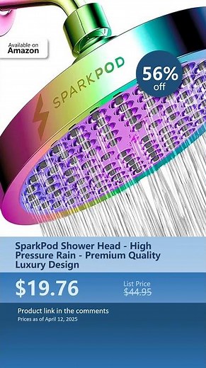 SparkPod Shower Head - High Pressure Rain - Premium Quality Luxury Design