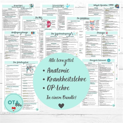 OTA Complete Bundle | Anatomy, Pathology & Surgical Techniques | Study Notes   Flashcards | OTA Training Learning   Exam Preparation PDF - Etsy