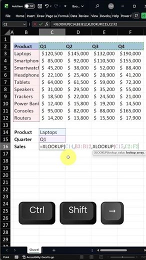 Nested XLOOKUP (Keyboard Only) #excel #exceltips #exceltricks