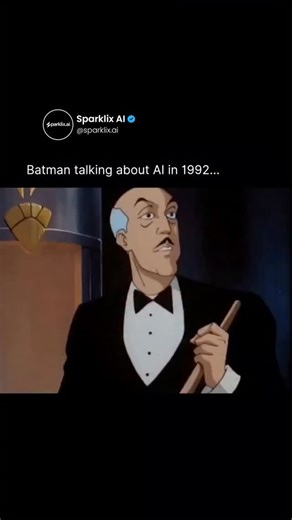 @sparklix.ai on Instagram: "This classic clip from Batman: The Animated Series (1992) shows just how ahead of its time the show truly was. Long before AI became a daily topic of conversation, Bruce Wayne was already defining it as the "missing link" between computer processing and human intuition. It’s fascinating to hear Batman describe "machines that think" with their own will, capable of processing data millions of times faster than humans while still making creative leaps. For a show produce