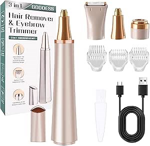 3 in 1 Women Face Shaver, Electric Eyebrow Trimmer Women Facial Hair Remover Waterproof Rechargeable Electric Shaver Razors for Face Nose Eyebrow Beard Mustache Arm Leg Armpit