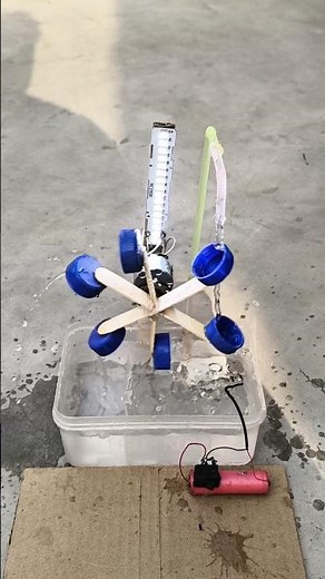 DIY Water Pump Science Project 💧 | Amazing Cardboard Water Wheel Machine ⚙️#school #viral #shorts