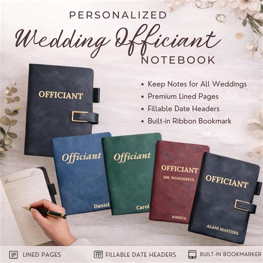 Wedding Officiant Notebook, Personalized Officiant Record Keeping, Ceremony Notes Journal, Wedding Vow Planner, Officiant Log Book - Etsy