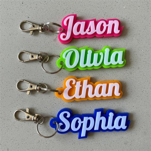 Personalized Acrylic Name Keychain – Retro Two-color Tag - Etsy